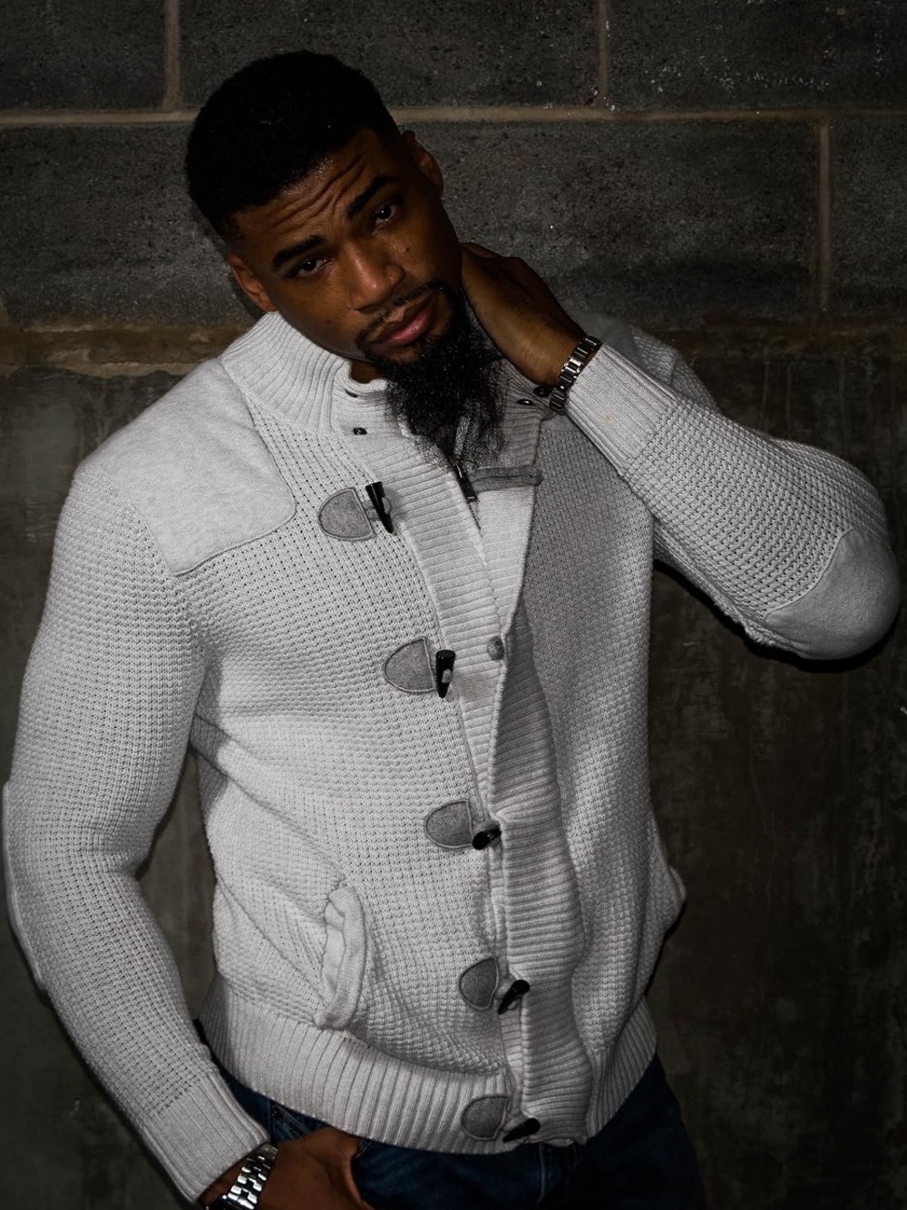 Express Toggle Button Knit Full Zip Cardigan